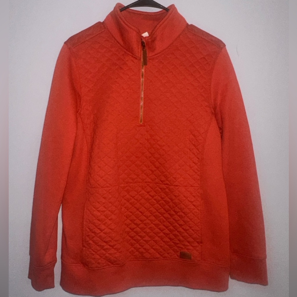 L.L. Bean Women's Quilted Quarter-Zip Pullover L  burnt orange